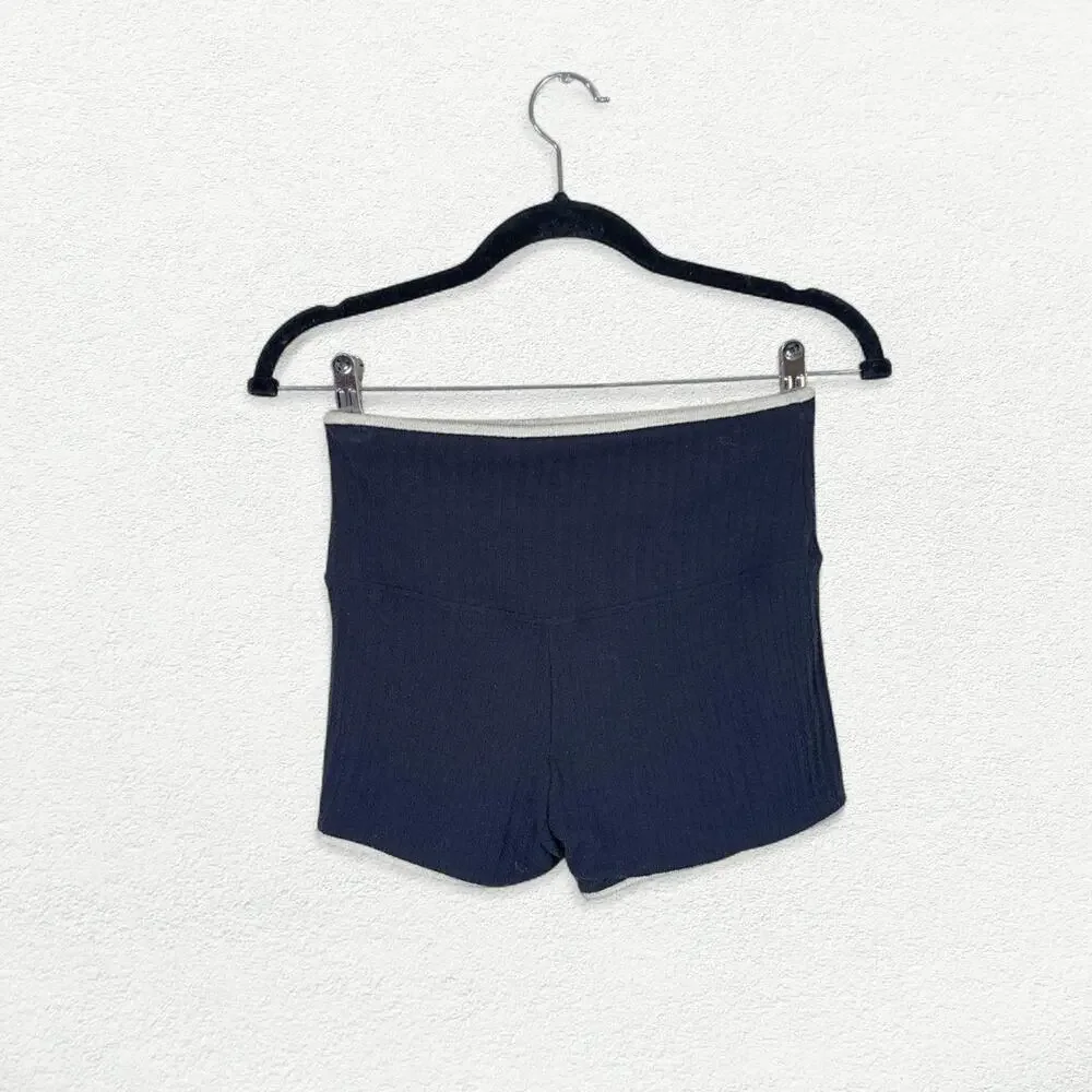 Montce Midi Bike Short in Black Cream Binded Terry Rib